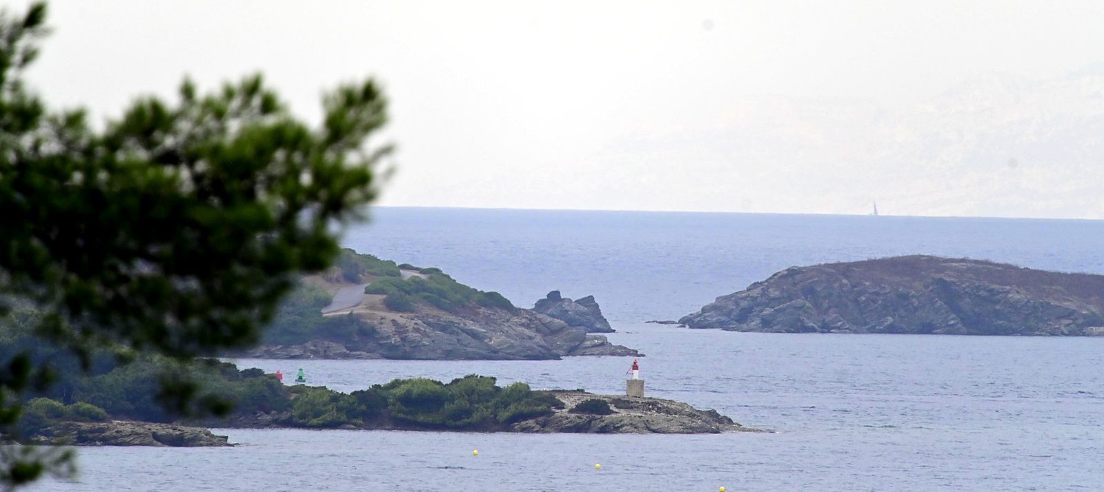 Pins, îlots et petit phare au large
